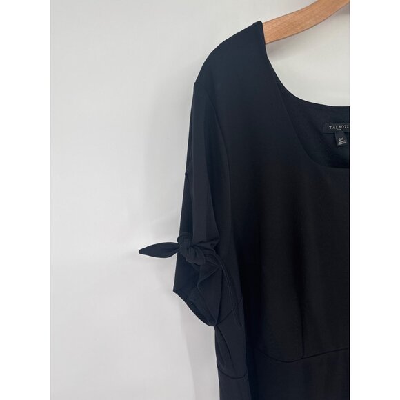Talbots Black Short-Sleeve Tie-Detail Sheath Dress Size 2X plus womens career - Picture 3 of 5